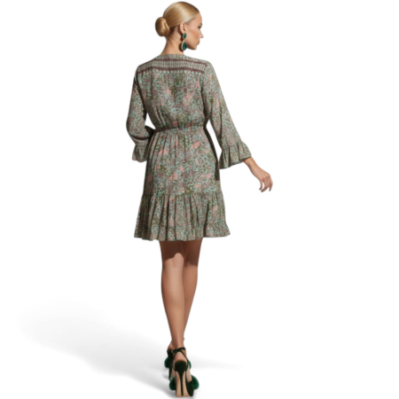 Rochie din Matase Indiana cu Decolteu Adanc si Elastic  in Talie [1]