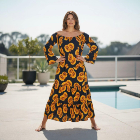 Rochie din  vascoza cu volane si croi amplu [2]