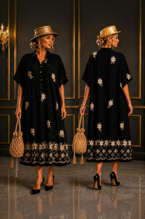 Rochii vascoza - Rochie eleganta din vascoza cu strasuri si fir lame  cu buzunare laterale