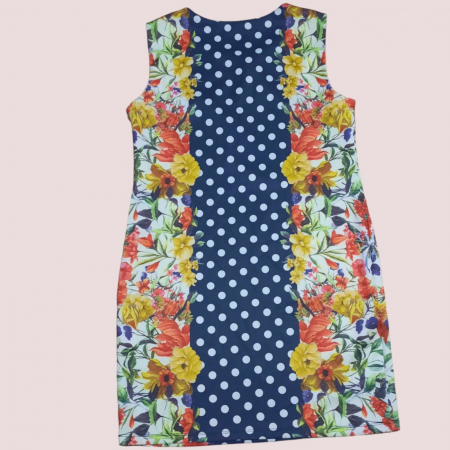 Rochie fara maneci cu imprimeu buline si flori pe margine [1]
