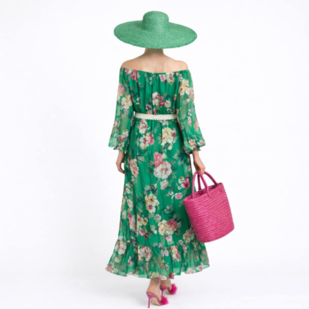 rochie lunga asimetrica de vara din matase cu imprimeu floral [1]