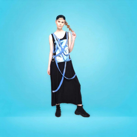 Rochii bumbac - Rochie lunga din  bumbac cu accesorii strasuri si catarame