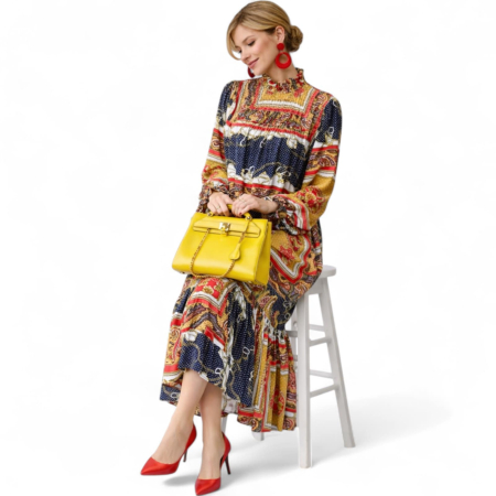 rochie lunga croi larg pe gat si imprimeu colorat [1]