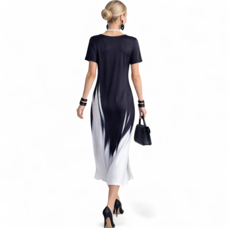 Rochie lunga cu imprimeu negru si alb [1]