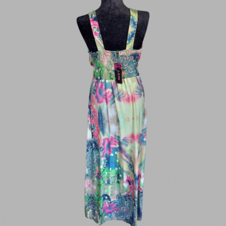 Rochie Lunga din Lycra cu Brosa la Bust si Plasa Elastica la Spate [3]