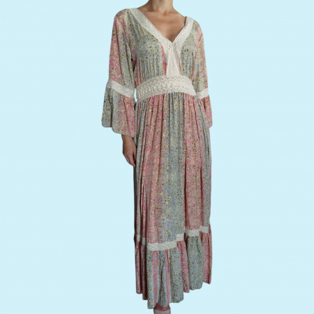 Rochie Lunga din Matase Indiana cu Banda Macrame [3]