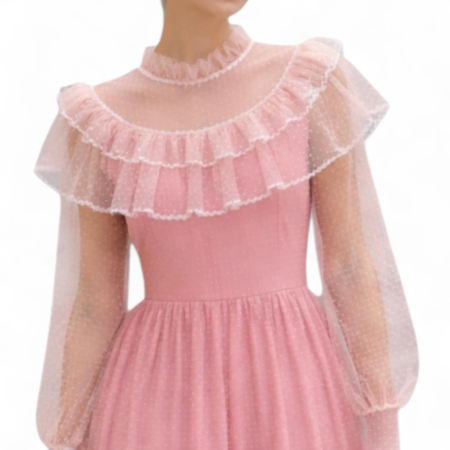 Rochie lunga din tulle cu buline pentru ocazii speciale [1]