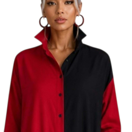 Rochie lunga   din vascoza asimetrica tip camasa cu broderie [3]