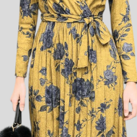 rochie lunga parte peste parte plisata [2]