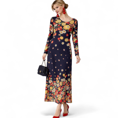 Promotii sezon cald - Rochie lunga pentru sezonul cald cu imprimeu flori