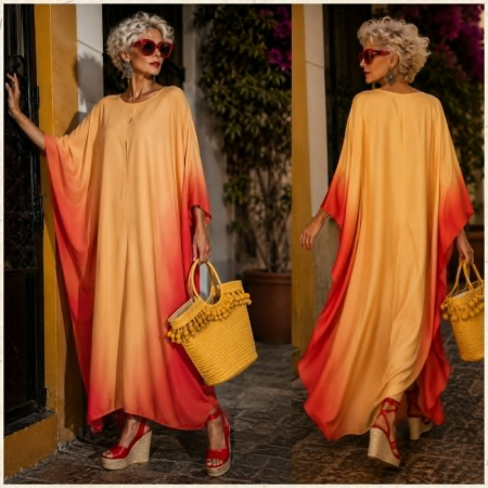 Rochie Lunga Tip Poncho in Degrade [1]