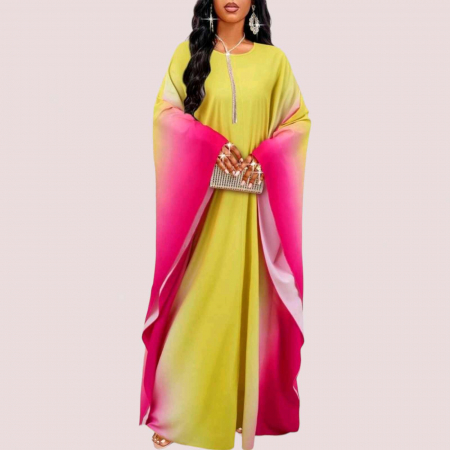 Rochii tip poncho - Rochie Lunga Tip Poncho in Degrade