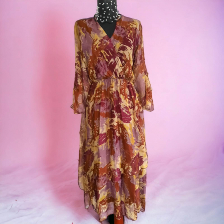 Rochii matase - rochie matase cu volane