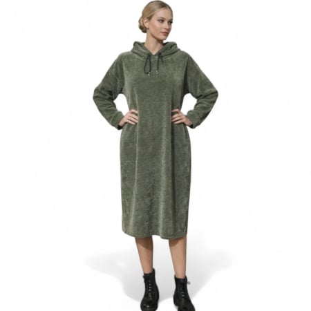 Rochii vascoza - Rochie mov asimetrica   din vascoza tip hanorac pentru marime mare