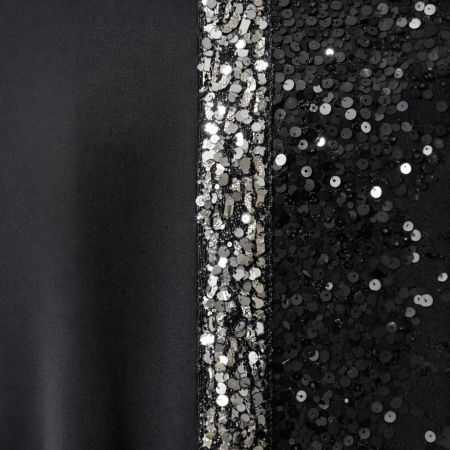 Rochie neagra bumbac si paiete cu cadere lejera si buzunare [2]