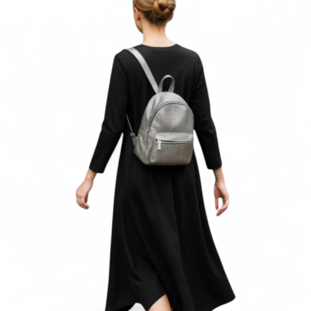 Rochie neagra din bumbac asimetrica cu pisica argintie cu sclipici argintiu [1]