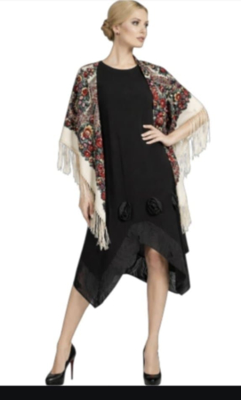 Rochie neagra din bumbac cu aplicatii florale cu maneci scurte [3]