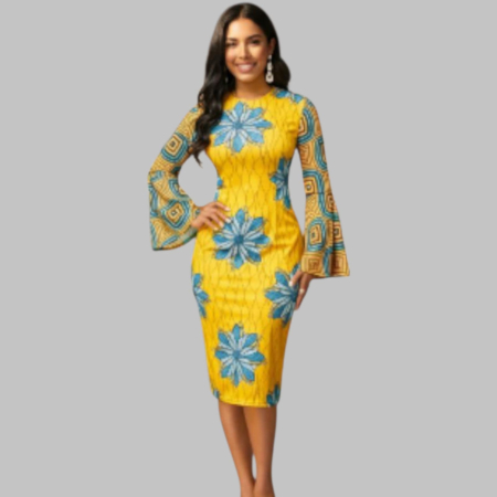 rochie office mulata cu volane la maneci [2]