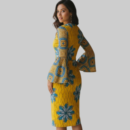 rochie office mulata cu volane la maneci [1]