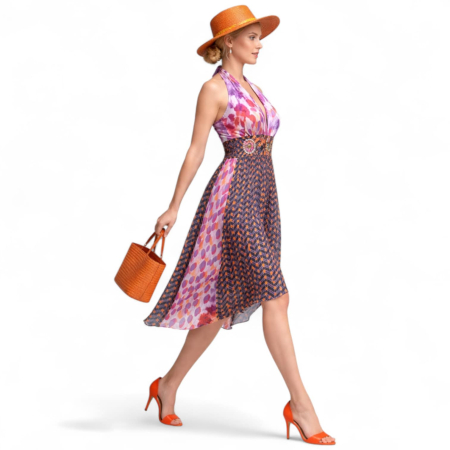 Rochii sezon cald - Rochie Scurta din Voal cu Spatele gol si Margele la Bust