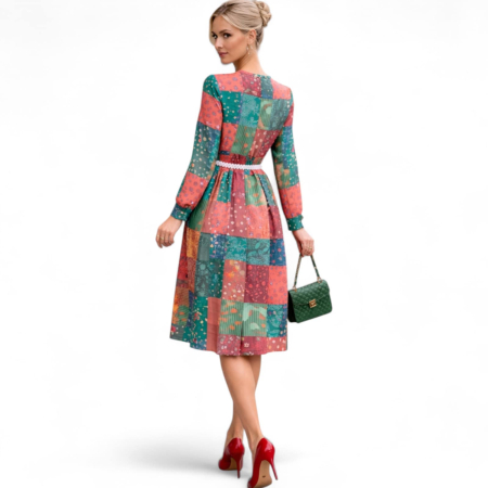 rochie scurta pentru vara cu imprimeu petice colorate [2]