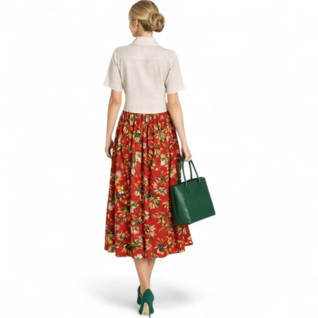 Rochie Tip Camasa din Vascoza cu Doua Parti si Cordon [1]