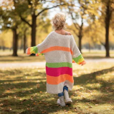 Rochie Tip Pulover cu Dungi de Iarna pentru Marimi Mari [3]