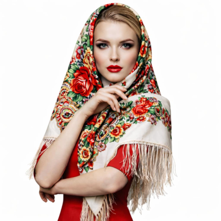 Sal tip gipsy cu imprimeu floral intens cu franjuri [1]