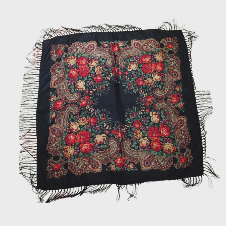 Sal tip gipsy cu imprimeu floral intens cu franjuri [2]