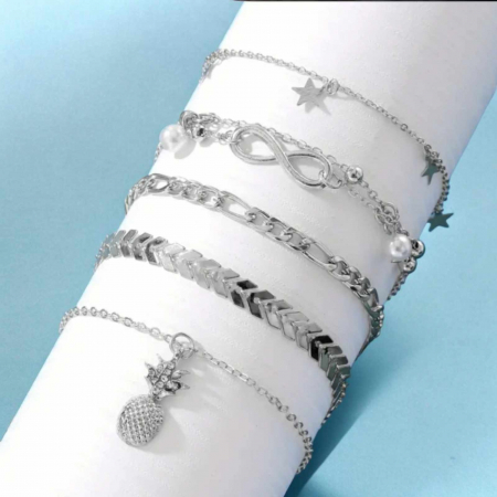 set-de-sase-bratari-pentru-glezna-din-metal-gablont-si-perle [2]