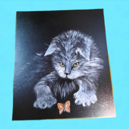 Decoratiuni pisici - tablou catel pictat manual