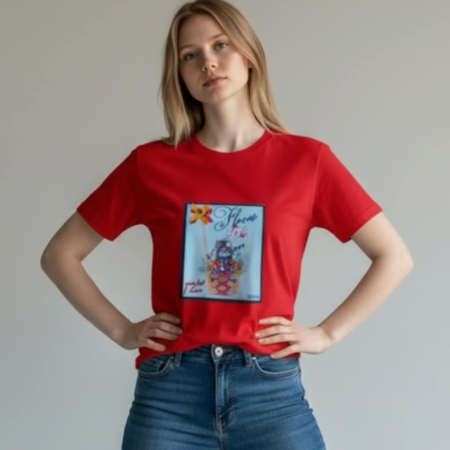 Imbracaminte desene pisici - tricou din bumbac cu pisica