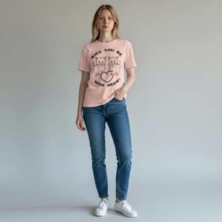 Tricou Roz din Bumbac cu Desen Doua Pisicute Iubarete [1]