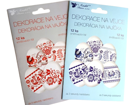 2 * Set 12 folii termice pentru oua de Pasti - motive florale rosii + albastre [1]