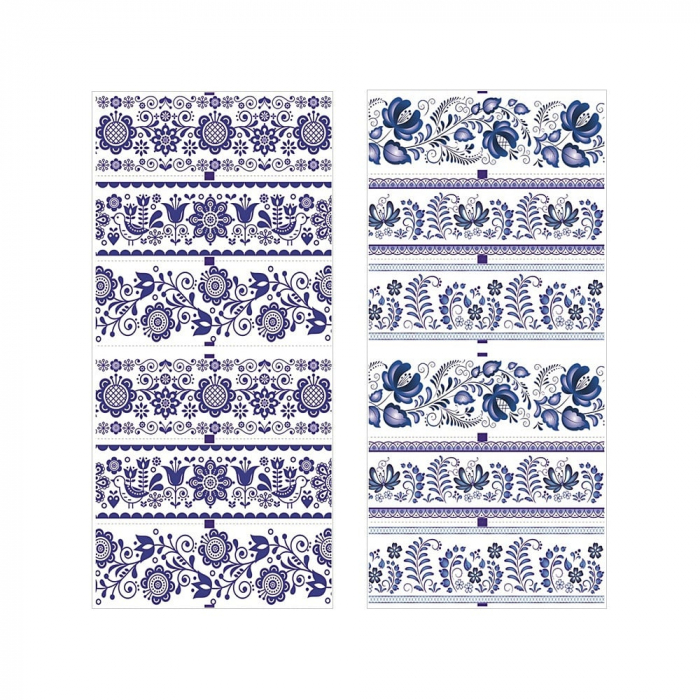 2 * Set 12 folii termice pentru oua de Pasti - motive florale rosii + albastre [6]