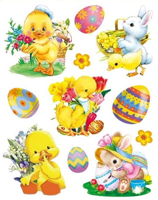 Autocolant de Pasti pentru fereastra 42 cm x 30 cm - lalele si oua colorate [1]