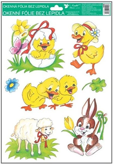 Autocolant de Pasti pentru fereastra 42 cm x 30 cm - lalele si oua colorate [1]