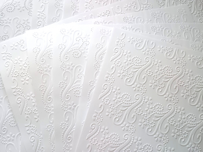 Carton embosat  cu floricele A4 - set 10 alb [1]
