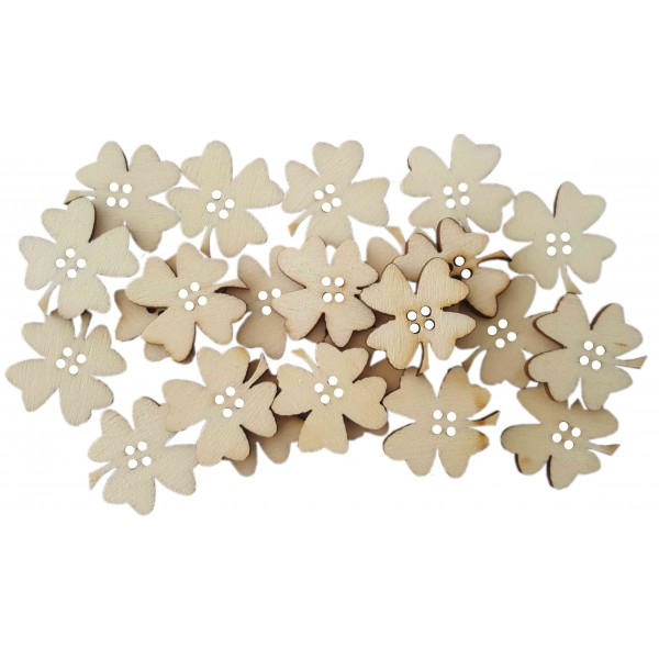 Accesorii lemn - nasturi trifoi 30 buc/ set [1]