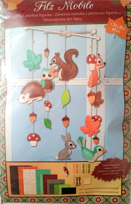 Ghirlanda fetru cu iepure, păsări, veveriță, arici, ciuperi, frunze - set creativ [1]