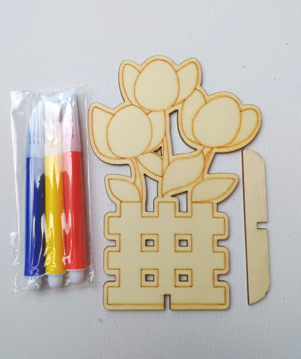 lalele - figurine lemn pentru pictat + carioci [2]