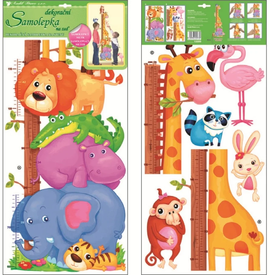 Masurator inaltime pentru copii, 2 coli 60 cm - animale simpatice [2]