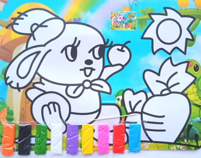 Plansa nisip colorat 27,3 cm iepure [1]