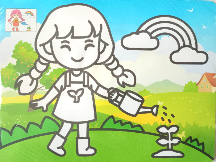 Plansa nisip colorat 27,3 cm fetiță curcubeu [1]