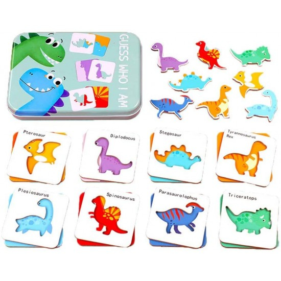 PUZZLE in cutie metalica - joc asociere dinozauri [1]