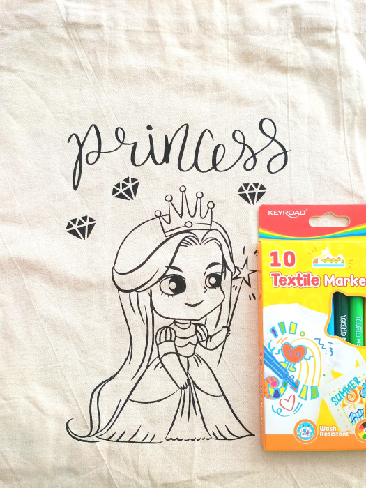 Sacoșă pentru desenat + carioci pentru textile - set creativ PRINȚESĂ [1]
