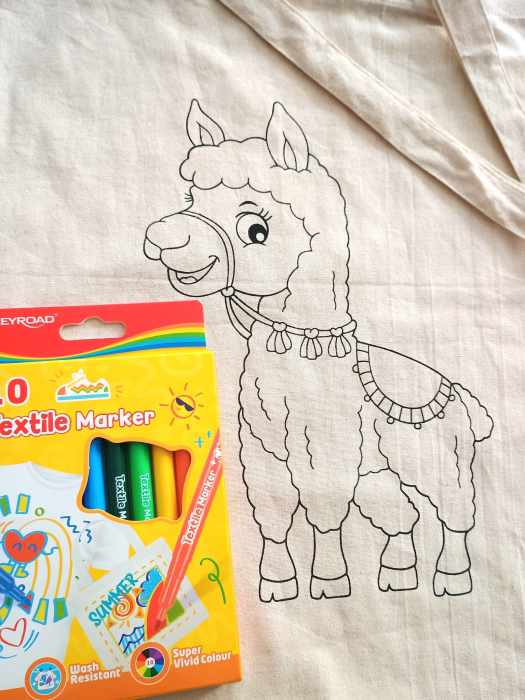 Sacoșă pentru desenat + carioci pentru textile - set creativ LAMĂ [1]