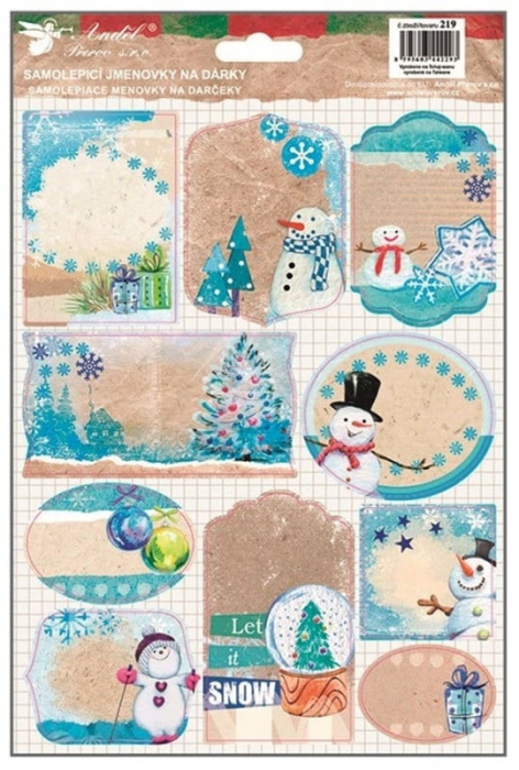 Set 10 etichete cadou Craciun, autoadezive - om de zapada, 25 x 17 cm [1]