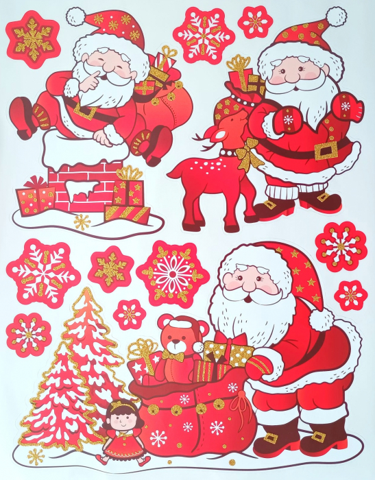 Sticker de iarna pentru geam 38 cm/ 30 cm- Moș Crăciun [1]