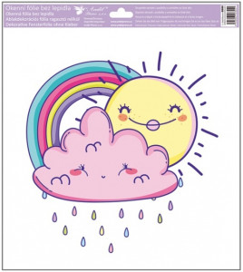 Sticker geam fereastra soare zambitor cu umbrela [1]